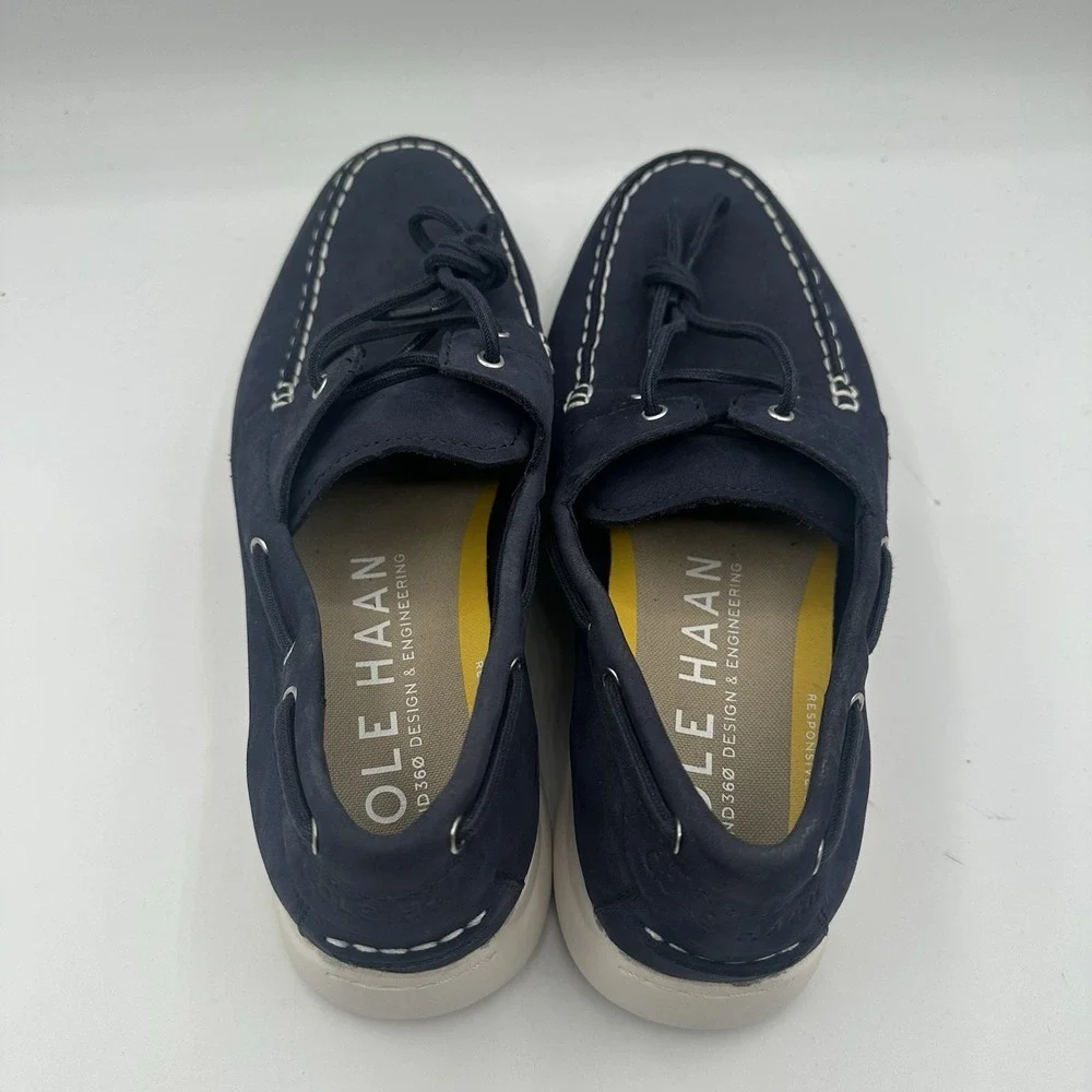 Cole Haan Grand Atlantic Boat Shoes Mens Sz 9 M Marine Navy Blue Lace‎ Up C36080